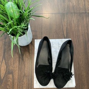 Merona Black Tassel Faux Suede Loafers Size 8.5
